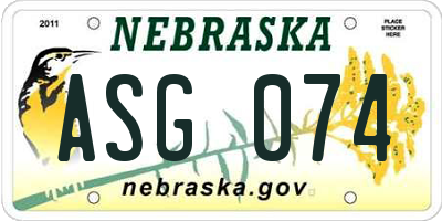 NE license plate ASG074