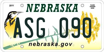 NE license plate ASG090