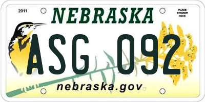 NE license plate ASG092