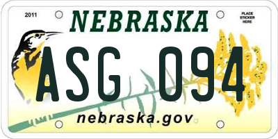 NE license plate ASG094