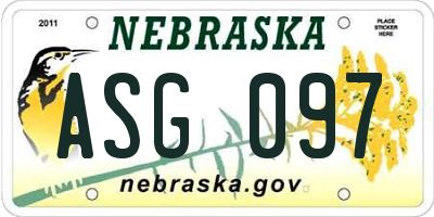 NE license plate ASG097