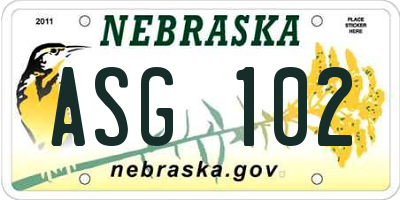 NE license plate ASG102