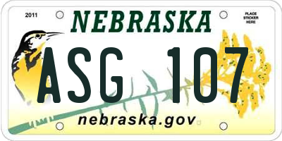 NE license plate ASG107