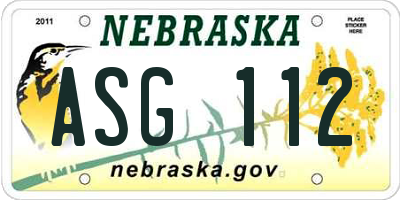 NE license plate ASG112