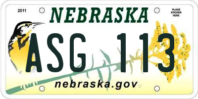 NE license plate ASG113