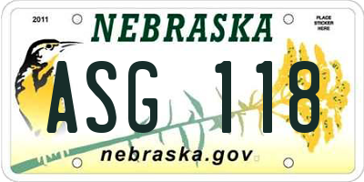 NE license plate ASG118