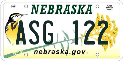 NE license plate ASG122