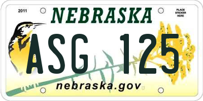 NE license plate ASG125
