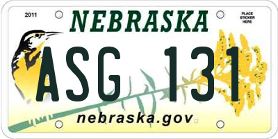 NE license plate ASG131