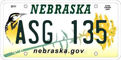 NE license plate ASG135