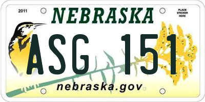 NE license plate ASG151