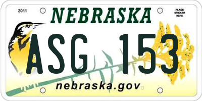 NE license plate ASG153