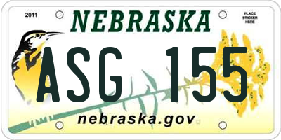 NE license plate ASG155