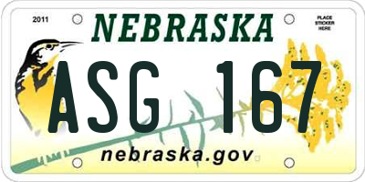 NE license plate ASG167