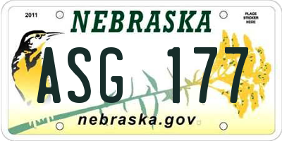 NE license plate ASG177