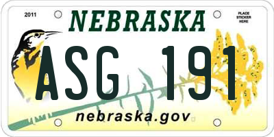 NE license plate ASG191