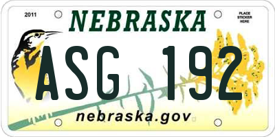 NE license plate ASG192