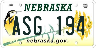 NE license plate ASG194