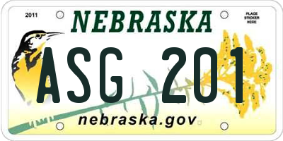 NE license plate ASG201