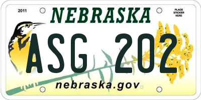 NE license plate ASG202