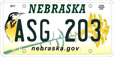 NE license plate ASG203
