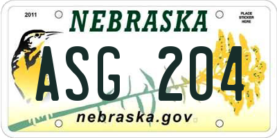 NE license plate ASG204
