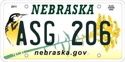 NE license plate ASG206