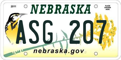NE license plate ASG207