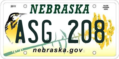 NE license plate ASG208