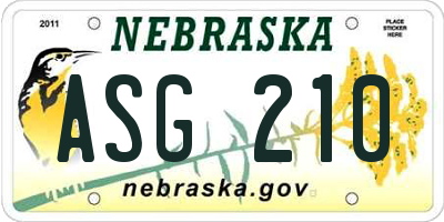 NE license plate ASG210
