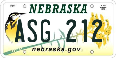 NE license plate ASG212