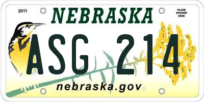 NE license plate ASG214