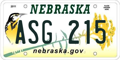 NE license plate ASG215