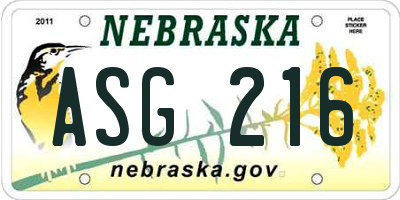 NE license plate ASG216