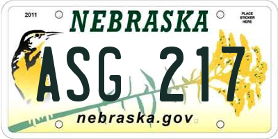 NE license plate ASG217