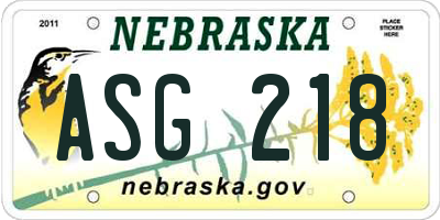 NE license plate ASG218