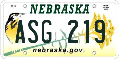 NE license plate ASG219