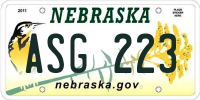 NE license plate ASG223