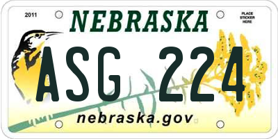 NE license plate ASG224