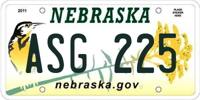 NE license plate ASG225