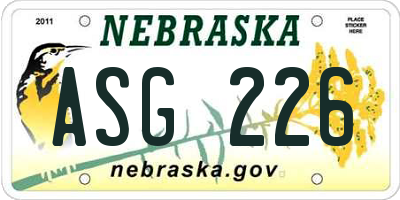 NE license plate ASG226