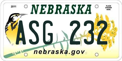 NE license plate ASG232