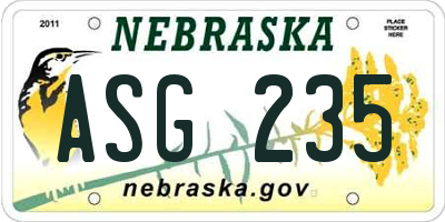 NE license plate ASG235