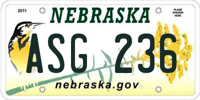 NE license plate ASG236