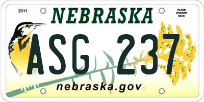 NE license plate ASG237