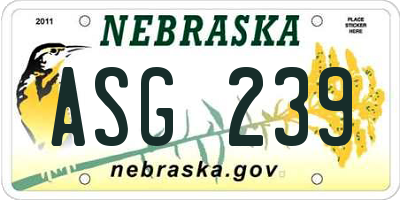 NE license plate ASG239