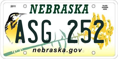 NE license plate ASG252