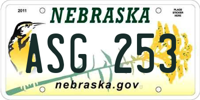 NE license plate ASG253
