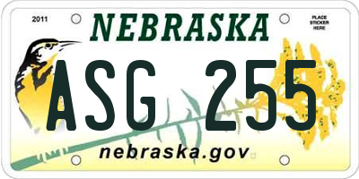 NE license plate ASG255