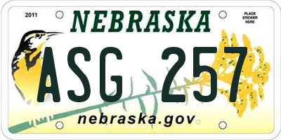 NE license plate ASG257